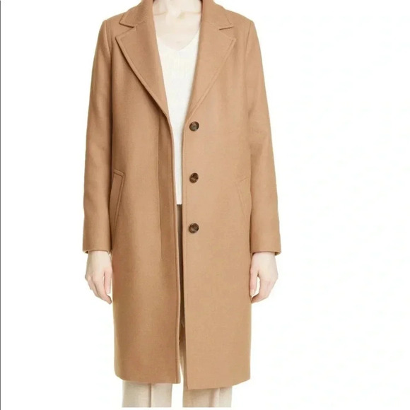 Boss Coluise Wool Blend Coat Camel Size 12 - Picture 1 of 12